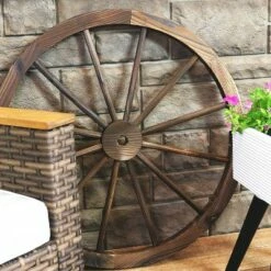Sunnydaze Decor Sunnydaze Indoor/Outdoor Wooden Rustic Western Style Wagon Wheel Yard Landscape Porch Patio Décor - 30" - White -Cheap Garden Decor Store unnamed file 11036