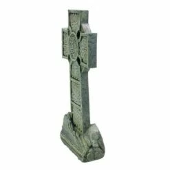 Roman 16" Irish Celtic Cross Religious Outdoor Patio Garden Statue - Gray/Green