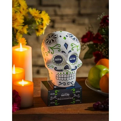 Evergreen Seattle Seahawks, Sugar Skull Statue 2 Evergreen Seattle Seahawks, Sugar Skull Statue