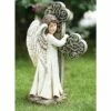Roman 11.75" Angel Facing Cross Religious Outdoor Garden Statue - White/Gray