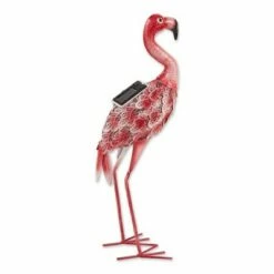Zingz & Thingz Zingz & Thingz 20.25" Iron Pretty Flamingo with Solar Light Pink