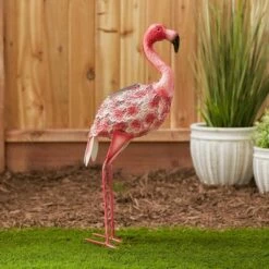 Zingz & Thingz Zingz & Thingz 20.25" Iron Pretty Flamingo with Solar Light Pink -Cheap Garden Decor Store unnamed file 11141