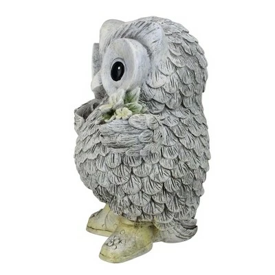Roman 9" Gray and White Outdoor Owl in Rain Boots Garden Statue 3 Roman 9" Gray and White Outdoor Owl in Rain Boots Garden Statue