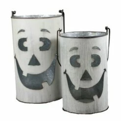 Direct International Halloween 11.25" Metal Pumpkin Baskets Ghost Pumpkin Set Wavy - Outdoor Sculptures And Statues -Cheap Garden Decor Store unnamed file 11188