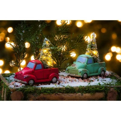 Evergreen 5"H Holiday Truck with Tree Light Up Ceramic Statuary, Red 5 Evergreen 5"H Holiday Truck with Tree Light Up Ceramic Statuary, Red - Image 3