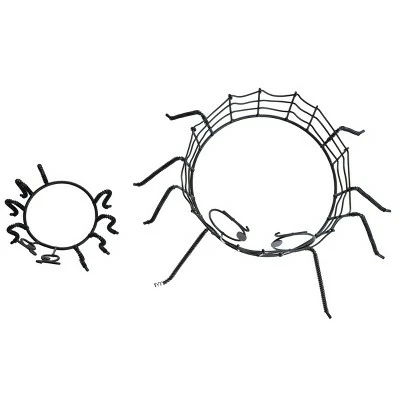 Set of 2 Iron Pumpkin Holders Spooky Spider - Evergreen 4 Set of 2 Iron Pumpkin Holders Spooky Spider - Evergreen - Image 2