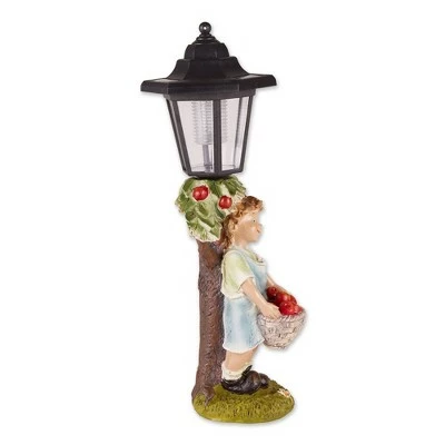 Zingz & Thingz Zingz & Thingz 14.75" Polyresin Apple Basket Solar Street Light Statue Brown 4 Zingz & Thingz Zingz & Thingz 14.75" Polyresin Apple Basket Solar Street Light Statue Brown - Image 2