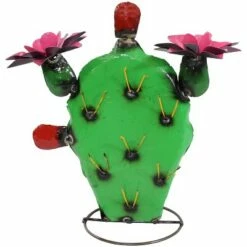 Sunnydaze Decor Sunnydaze Yellow-Needled Barrel Cactus Metal Statue - Rustic Metal Art Sculpture for the Yard - For Indoor or Outdoor Use - 17.5-Inch - Green -Cheap Garden Decor Store unnamed file 11336