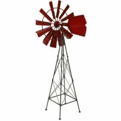 Sunnydaze Decor Sunnydaze Metal Windmill Outdoor Garden Art Statue - Farmhouse Style - 33 in. - Red -Cheap Garden Decor Store unnamed file 11381