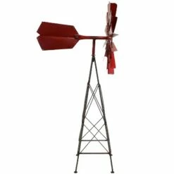Sunnydaze Decor Sunnydaze Metal Windmill Outdoor Garden Art Statue - Farmhouse Style - 33 in. - Red -Cheap Garden Decor Store unnamed file 11382