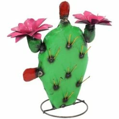 Sunnydaze Decor Sunnydaze Yellow-Needled Barrel Cactus Metal Statue - Rustic Metal Art Sculpture for the Yard - For Indoor or Outdoor Use - 17.5" - Green - Set of 2 -Cheap Garden Decor Store unnamed file 11397