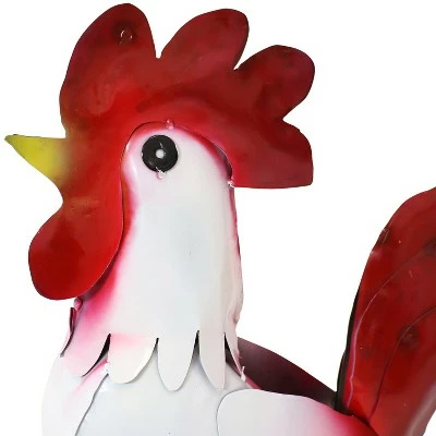 Sunnydaze Decor Sunnydaze Lewis and Cluck Steel Indoor/Outdoor Rooster Statues - White and Red 3 Sunnydaze Decor Sunnydaze Lewis and Cluck Steel Indoor/Outdoor Rooster Statues - White and Red