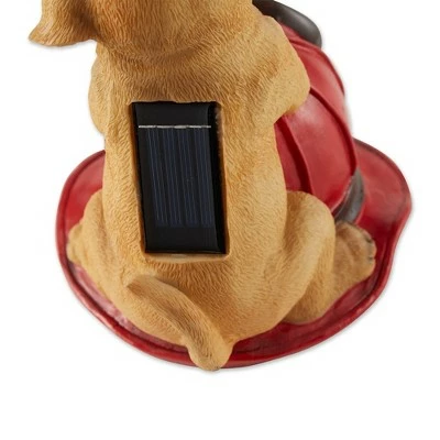Zingz & Thingz Zingz & Thingz 6" Polyresin Dog and Fire Helmet Solar Statue 4 Zingz & Thingz Zingz & Thingz 6" Polyresin Dog and Fire Helmet Solar Statue - Image 2