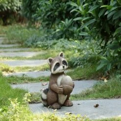 HI-LINE GIFT LTD 12" Polyresin Raccoon Holding Acorn Outdoor Statue Brown - Hi-Line Gift -Cheap Garden Decor Store unnamed file 1147