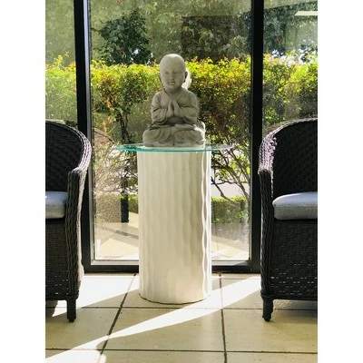 Rosemead Home & Garden, Inc. 16.5" Concrete Lightweight Kante Outdoor Sitting Praying Monk Sculpture Gray - Rosemead Home & Garden, Inc. 4 Rosemead Home & Garden, Inc. 16.5" Concrete Lightweight Kante Outdoor Sitting Praying Monk Sculpture Gray - Rosemead Home & Garden, Inc. - Image 2