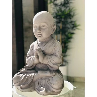 Rosemead Home & Garden, Inc. 16.5" Concrete Lightweight Kante Outdoor Sitting Praying Monk Sculpture Gray - Rosemead Home & Garden, Inc. 6 Rosemead Home & Garden, Inc. 16.5" Concrete Lightweight Kante Outdoor Sitting Praying Monk Sculpture Gray - Rosemead Home & Garden, Inc. - Image 4