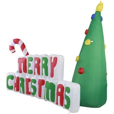 Holidayana 8' Wide Giant Inflatable Merry Christmas Sign Holiday Ornament Yard Decoration with Blower Fan, Tie Down Straps, and Ground Anchor Stakes 4 Holidayana 8' Wide Giant Inflatable Merry Christmas Sign Holiday Ornament Yard Decoration with Blower Fan, Tie Down Straps, and Ground Anchor Stakes - Image 2