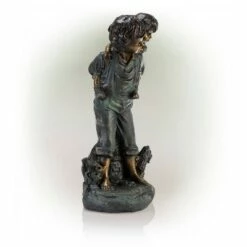 Alpine Corporation Alpine 16" Boy Giving Piggyback Ride Magnesium Oxide Statue Gray -Cheap Garden Decor Store unnamed file 11511