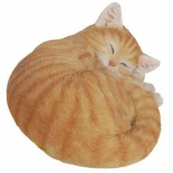 HI-LINE GIFT LTD 4.5" Polyresin Sleeping Tabby Cat Statue Orange - Hi-Line Gift