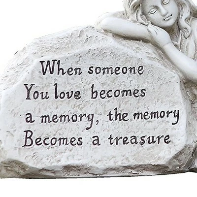 Napco 6.75 In Resin Constructed Memory Becomes a Treasure Plaque and Sleeping Angel Garden Indoor or Outdoor Garden Statue w/ Weathered Finish, Ivory 3 Napco 6.75 In Resin Constructed Memory Becomes a Treasure Plaque and Sleeping Angel Garden Indoor or Outdoor Garden Statue w/ Weathered Finish, Ivory
