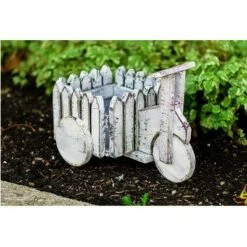HI-LINE GIFT LTD 11" Wood Cart Planter White - Hi-Line Gift