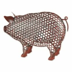 Zingz & Thingz Zingz & Thingz 17.5" Iron Chicken Wire Pig Sculpture Brown