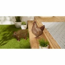 Zingz & Thingz Zingz & Thingz 17.5" Iron Chicken Wire Pig Sculpture Brown -Cheap Garden Decor Store unnamed file 11653