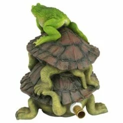 Design Toscano Along For The Ride, Frog And Turtles Spitter Piped Statue - Multicolored