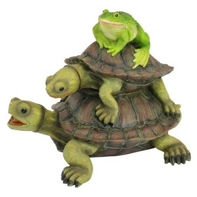 Design Toscano Along For The Ride, Frog And Turtles Spitter Piped Statue - Multicolored 4 Design Toscano Along For The Ride, Frog And Turtles Spitter Piped Statue - Multicolored - Image 2