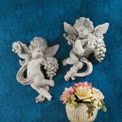 Design Toscano Cherub Harvest Wall Sculptures - Multicolored
