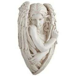 Design Toscano Tristan, The Timid Angel Wall Sculpture - Off-White