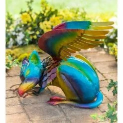 Wind & Weather Handcrafted Colorful Metal Griffin Sculpture