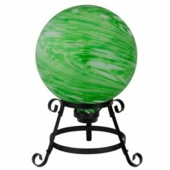Northlight 10" Green and White Swirl Outdoor Garden Gazing Ball