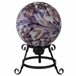 Northlight 10" Purple and White Swirl Designed Outdoor Garden Gazing Ball