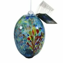 Home & Garden 7.5" Matisse Blue Hanging Orb Oblong Yard Decor Echo Valley - Outdoor Sculptures And Statues