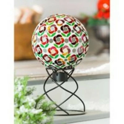 Home & Garden 11.5" Pointsettia Mosaic Gazing Ball Flower Garden Yard Decor Evergreen Enterprises Inc - Outdoor Sculptures And Statues 4 Home & Garden 11.5" Pointsettia Mosaic Gazing Ball Flower Garden Yard Decor Evergreen Enterprises Inc - Outdoor Sculptures And Statues - Image 2