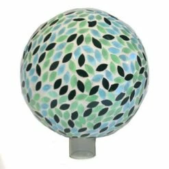Home & Garden 11.0" Green Petals Gazing Ball Reflects Sunlight Evergreen Enterprises Inc - Outdoor Sculptures And Statues