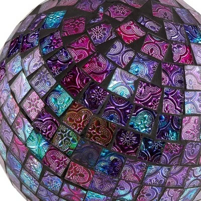 12" x 10" Indoor/Outdoor Embossed Pattern Glass Gazing Globe Purple - Alpine Corporation 2 12" x 10" Indoor/Outdoor Embossed Pattern Glass Gazing Globe Purple - Alpine Corporation