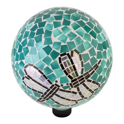 12" x 10" Indoor/Outdoor Dragonfly Duo Glass Gazing Globe Turquoise - Alpine Corporation 5 12" x 10" Indoor/Outdoor Dragonfly Duo Glass Gazing Globe Turquoise - Alpine Corporation - Image 3