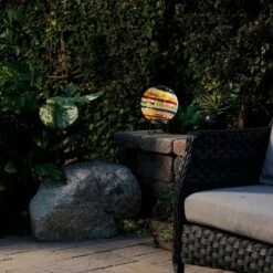 11" x 8" Indoor/Outdoor Glass Gazing Globe with LED Lights and Stand - Alpine Corporation