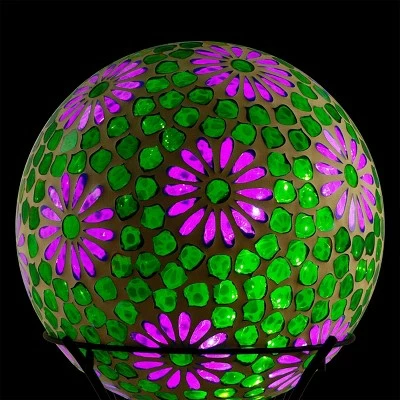 24" x 16" Indoor/Outdoor Glass Gazing Globe with LED Lights and Stand Purple/Green - Alpine Corporation 4 24" x 16" Indoor/Outdoor Glass Gazing Globe with LED Lights and Stand Purple/Green - Alpine Corporation - Image 2