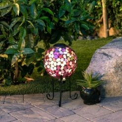 Alpine Corporation Alpine 11" Solar Mosaic Iron/Glass Gazing Globe with Stand Pink -Cheap Garden Decor Store unnamed file 11944