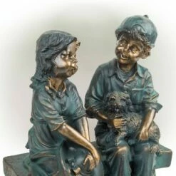 Alpine Corporation 16" Polyresin Girl and Boy with Dog Sitting on Bench Sculpture Bronze 9 Alpine Corporation 16" Polyresin Girl and Boy with Dog Sitting on Bench Sculpture Bronze -Cheap Garden Decor Store unnamed file 12007
