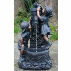Northlight 29" Children at the Water Pump Well Outdoor Patio Garden Fountain - Black/Bronze