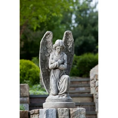31" Resin Indoor/Outdoor Kneeling Angel Garden Statue Gray - Alfresco Home LLC 3 31" Resin Indoor/Outdoor Kneeling Angel Garden Statue Gray - Alfresco Home LLC