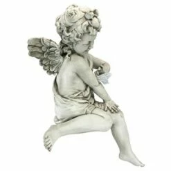 Design Toscano Peaceful Presence Angel Sitter Garden Statue - Off-White