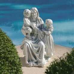 Design Toscano Jesus Loves The Little Children Garden Sculpture - Off-White