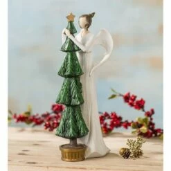 Wind & Weather Angel with Christmas Tree Indoor/Outdoor Holiday Sculpture
