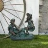 Alpine Corporation 14" Indoor/Outdoor Girl and Boy Playing on Teeter Totter Statue Yard Décor Bronze -Cheap Garden Decor Store unnamed file 12130