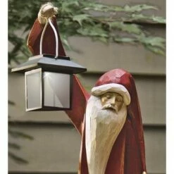 Wind & Weather Santa And Snowman Sculpture With Solar Lantern